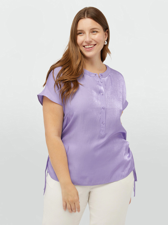 Fiorella Rubino - Blusa con coulisse laterali Donna, Viola Taglia: 37 (46 IT)