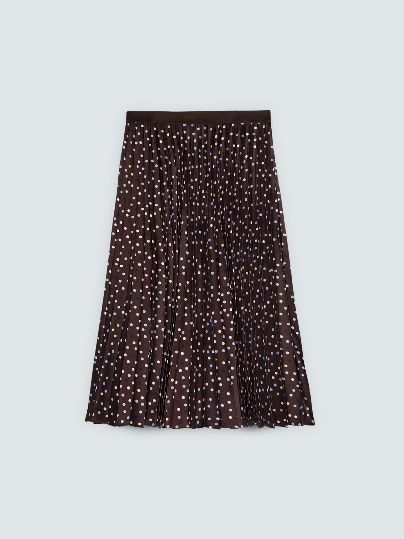 Long polka dot skirt in pleated satin image number 4