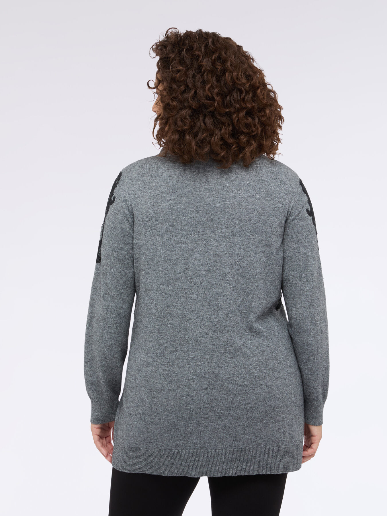 Maglia dolcevita con inserto in pizzo image number 1