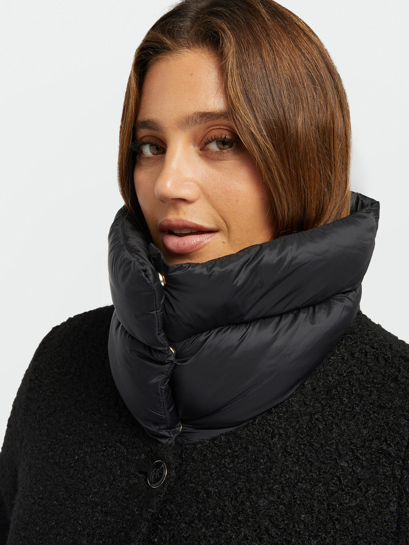 Nylon and boucl&eacute; fabric winter jacket image number 2