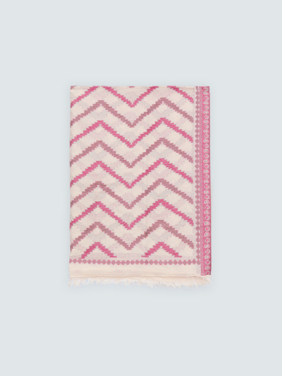 Foulard long avec broderies et franges