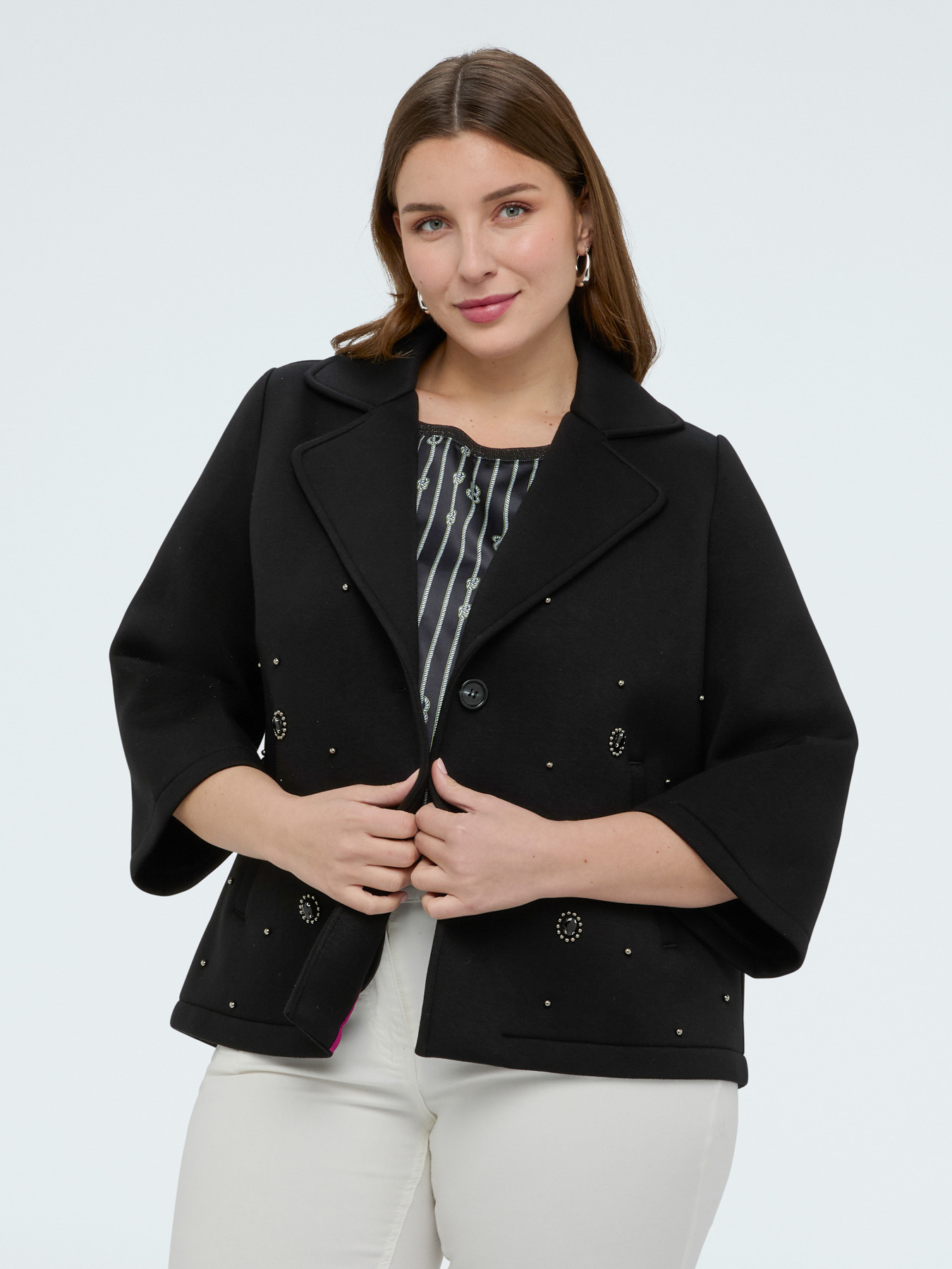 Manteau court en scuba double boutonnage image number 2