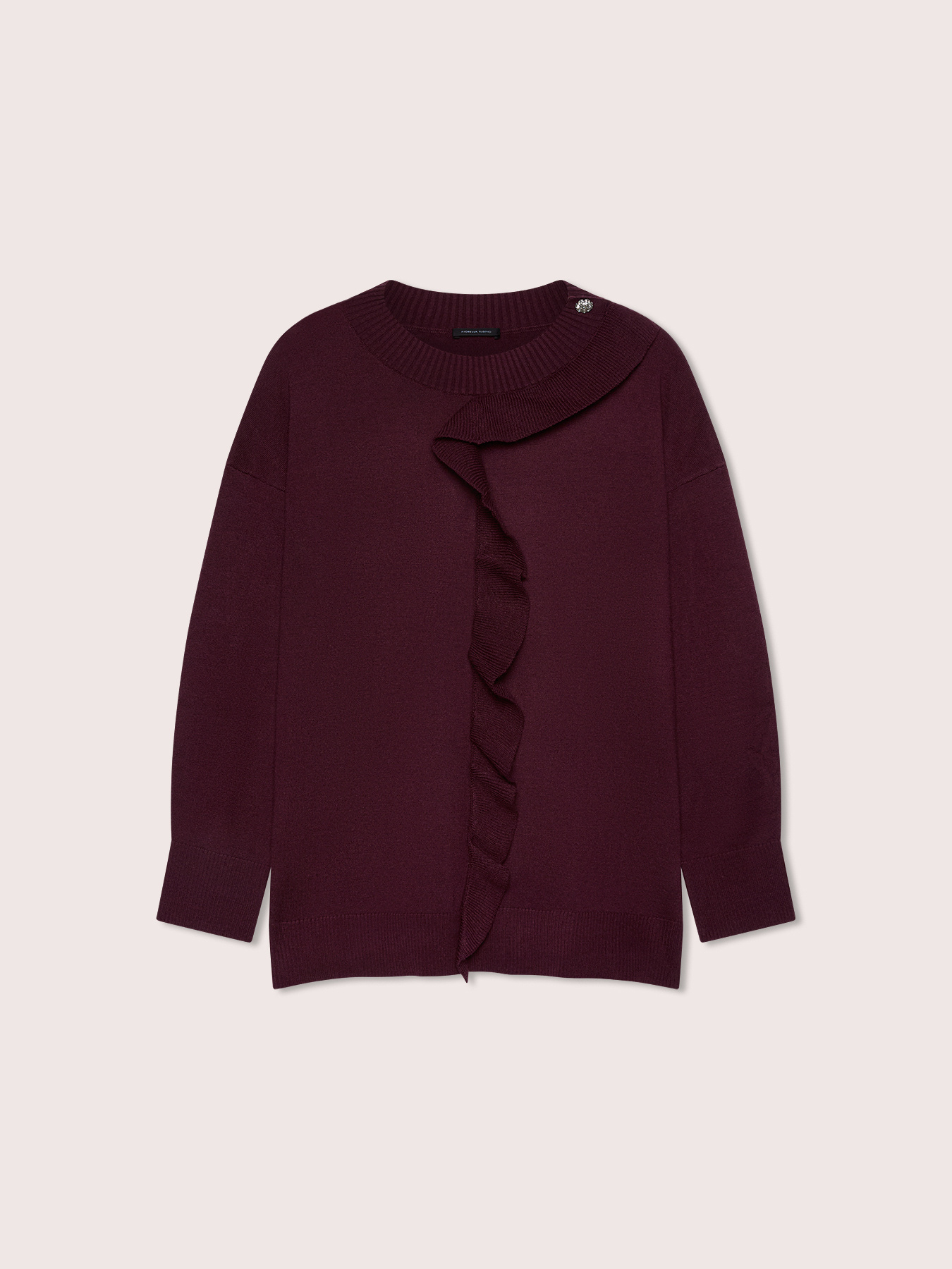 Rundhals-Strickpullover mit Volant image number 4
