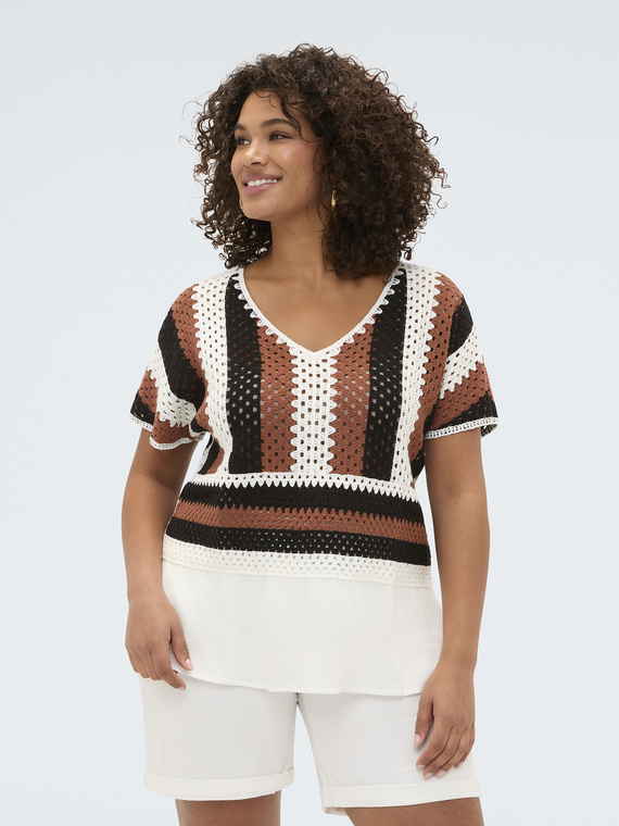 Striped openwork sweater
