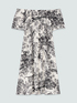 Off-shoulder dress with exotic print image number 4
