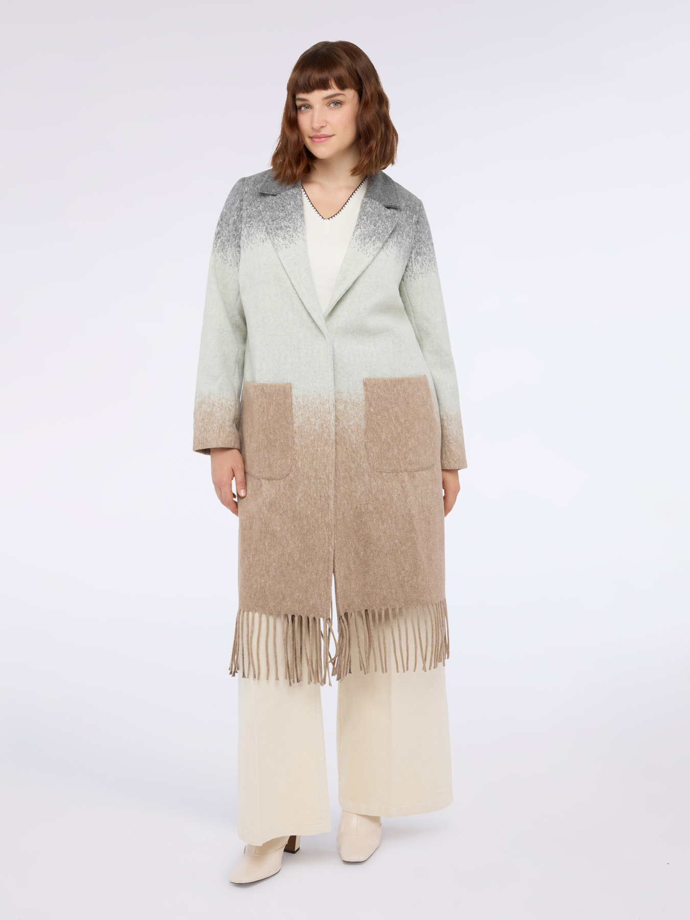 Manteau &agrave; imprim&eacute; d&eacute;grad&eacute; avec franges image number 3