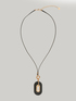 Long necklace with faux leather parts image number 1