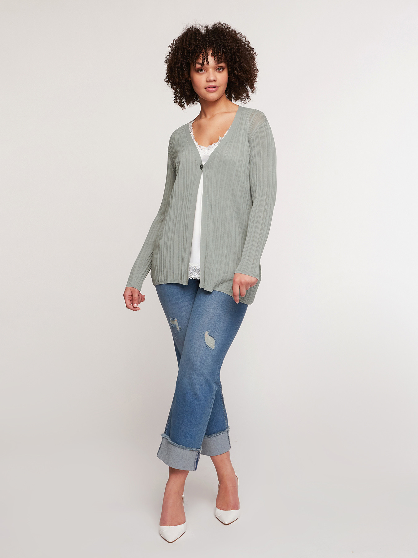 Cardigan leggero a coste image number 0