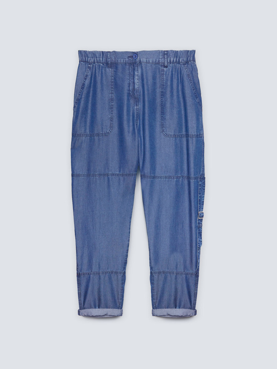 Tencel trousers with stitching