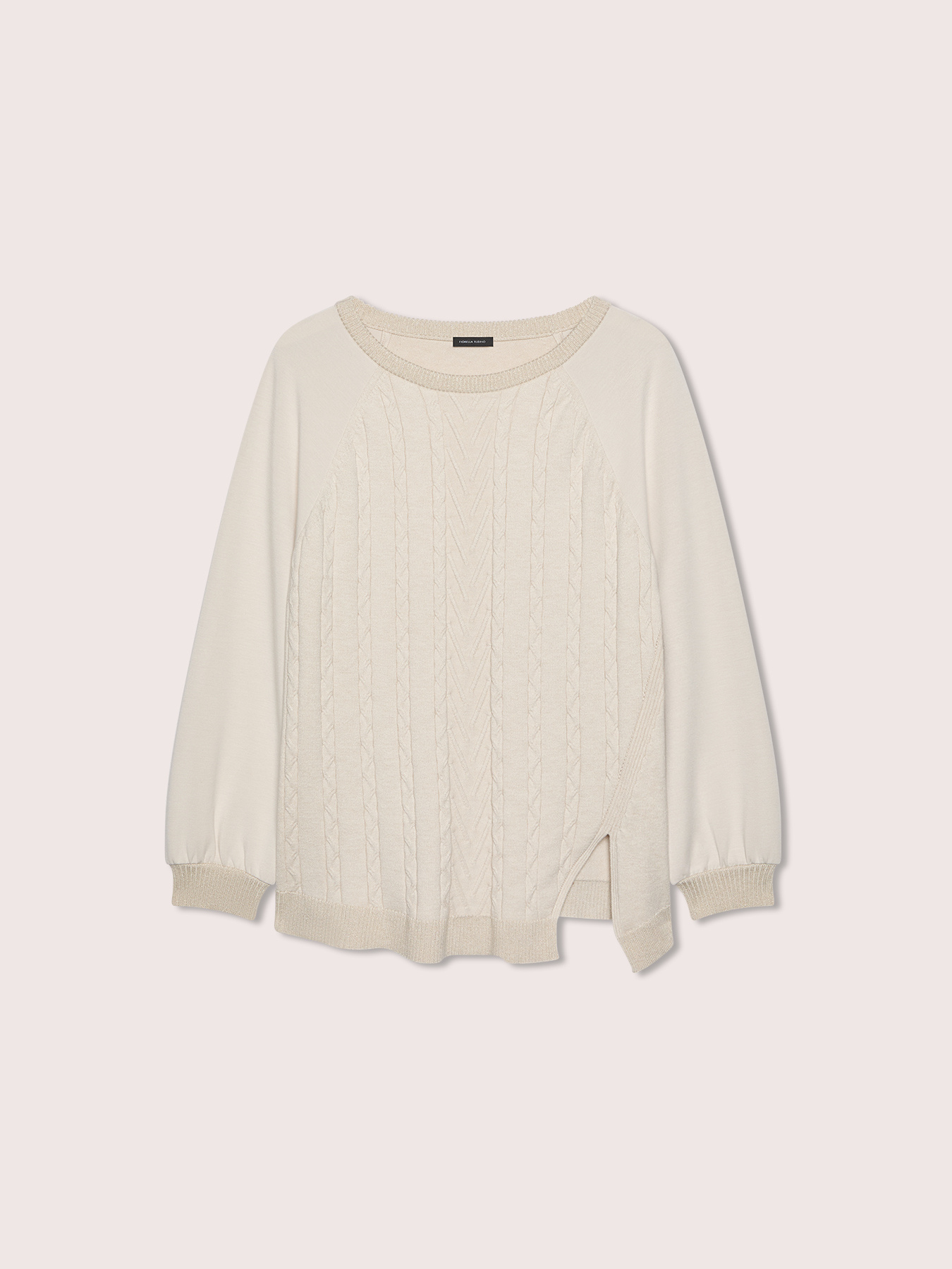 Crew-neck sweater with cable knit image number 4