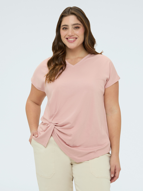T-shirt con drappeggio e punti luce