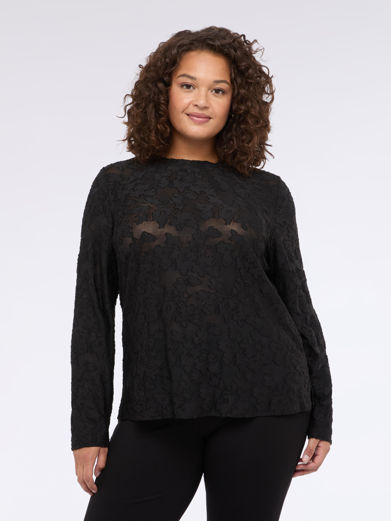 Lace T-shirt with floral pattern image number 0