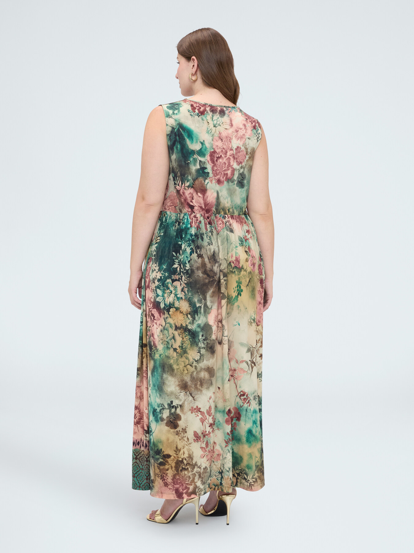 Langes ausgestelltes Kleid mit Print image number 1