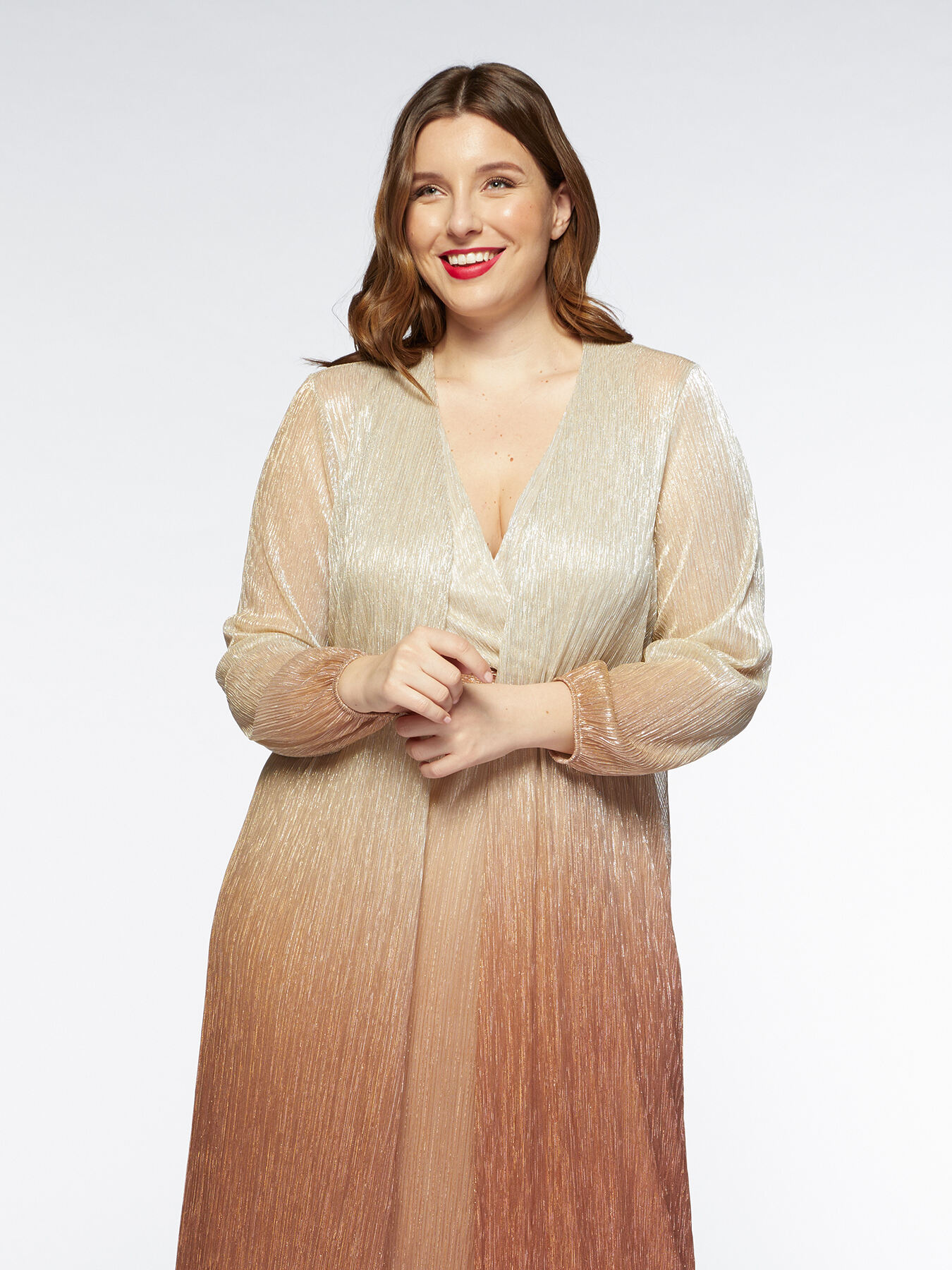 Long open ombr&eacute; blouse image number 2