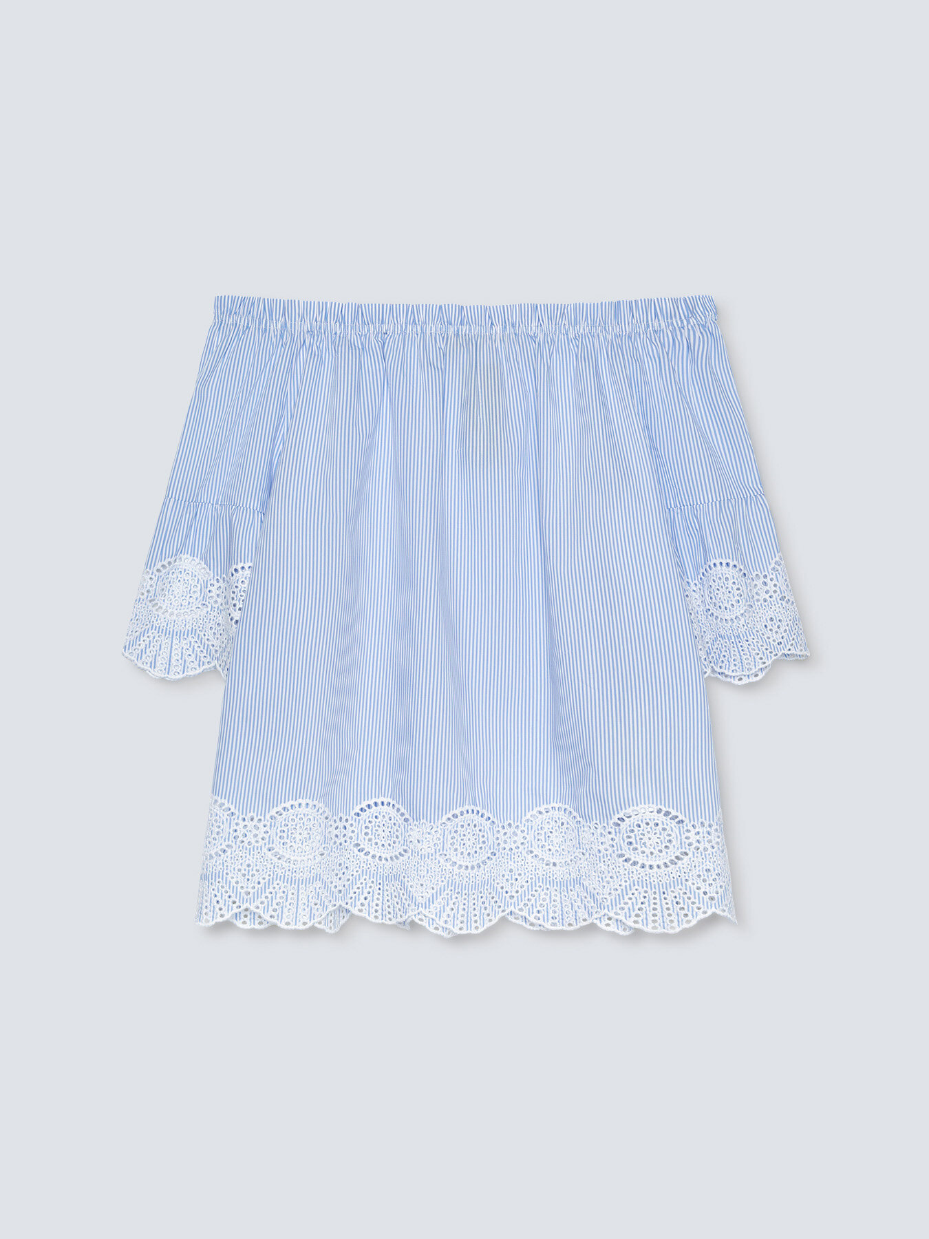 Schulterfreie Bluse mit Spitzenbord&uuml;ren image number 4