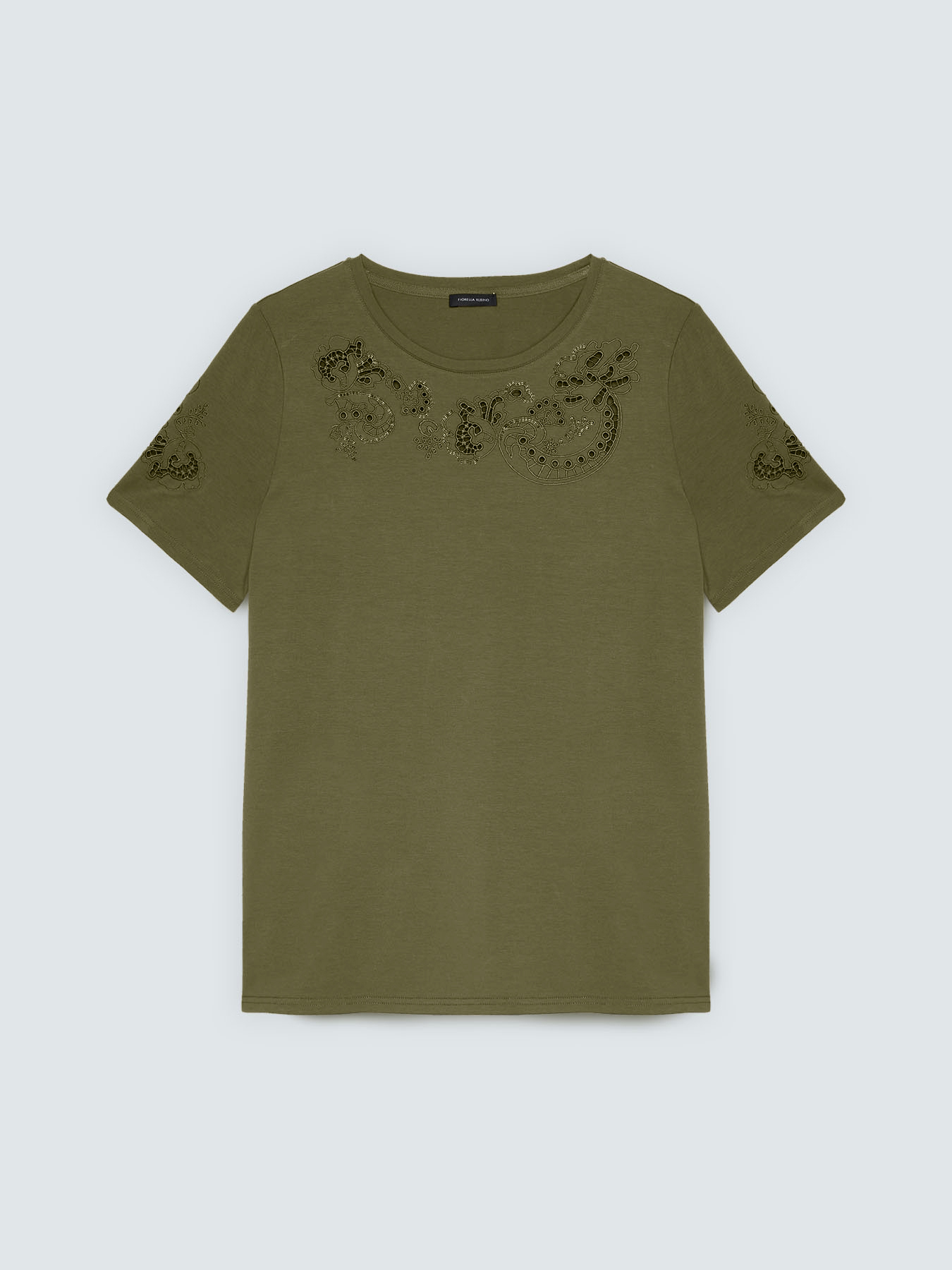 T-shirt en coton avec dentelle et clous image number 4