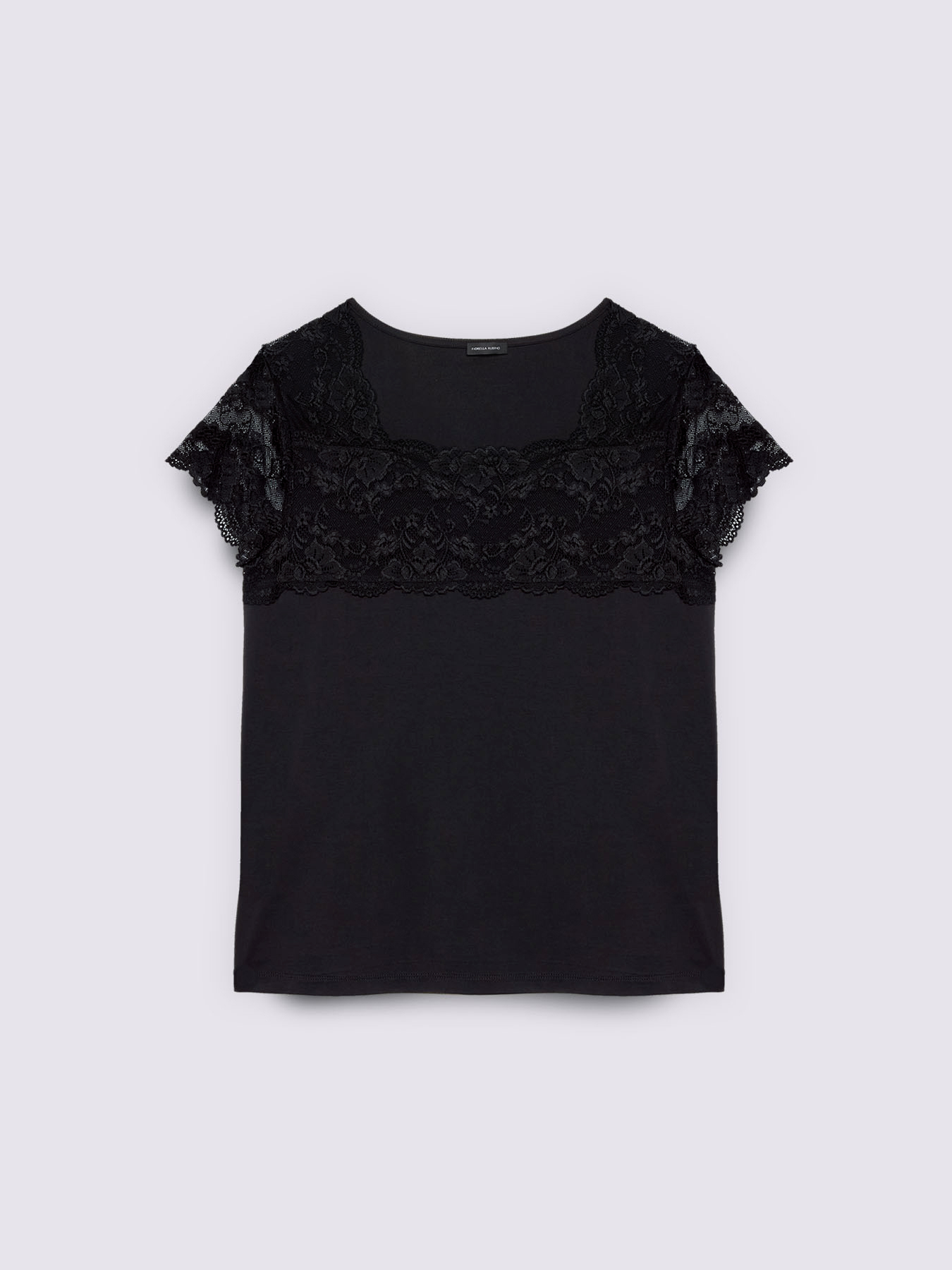 Jersey T-shirt with lace insert image number 4