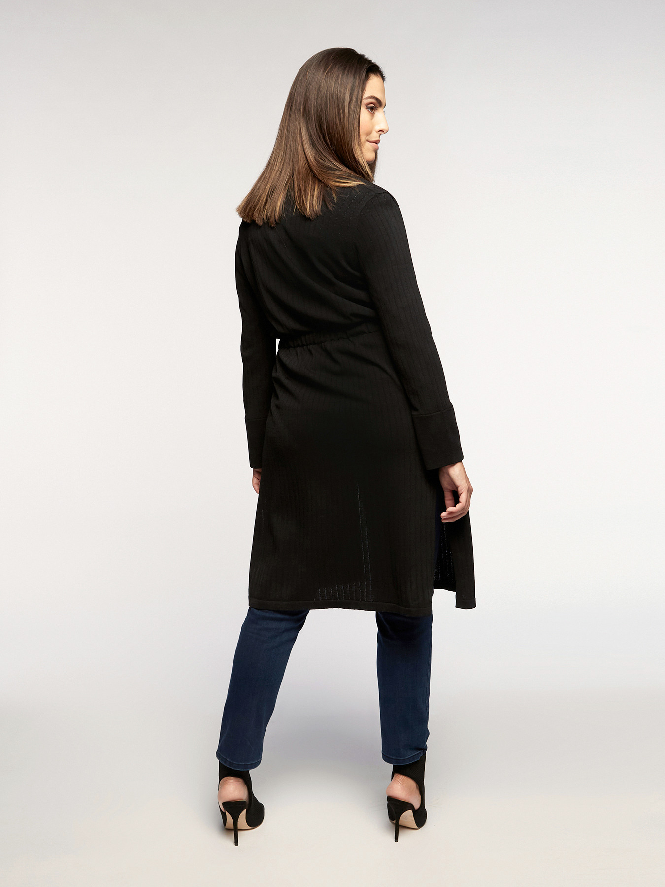 Long cardigan with drawstring image number 1