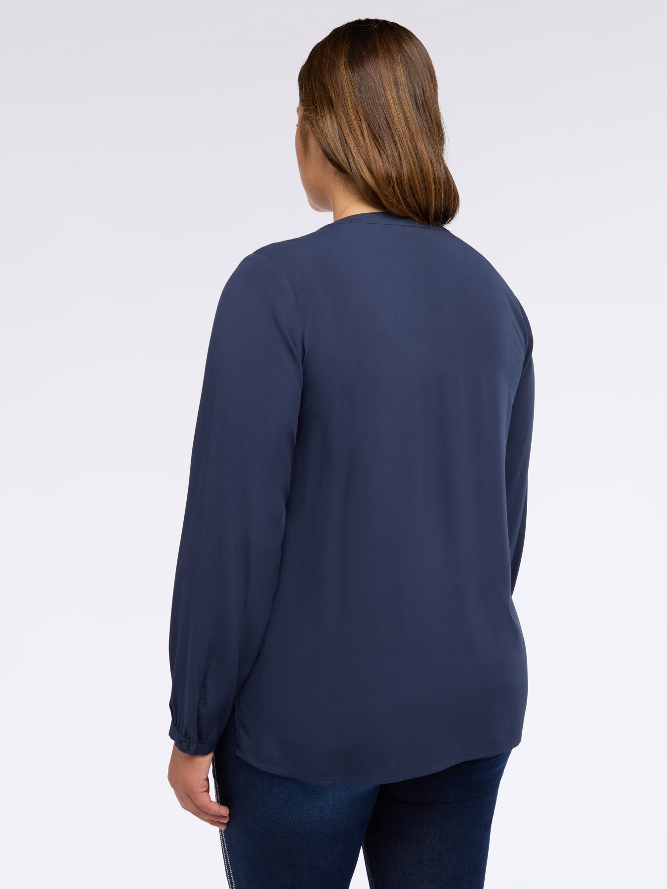 Viscose muslin blouse with teardrop neckline image number 1