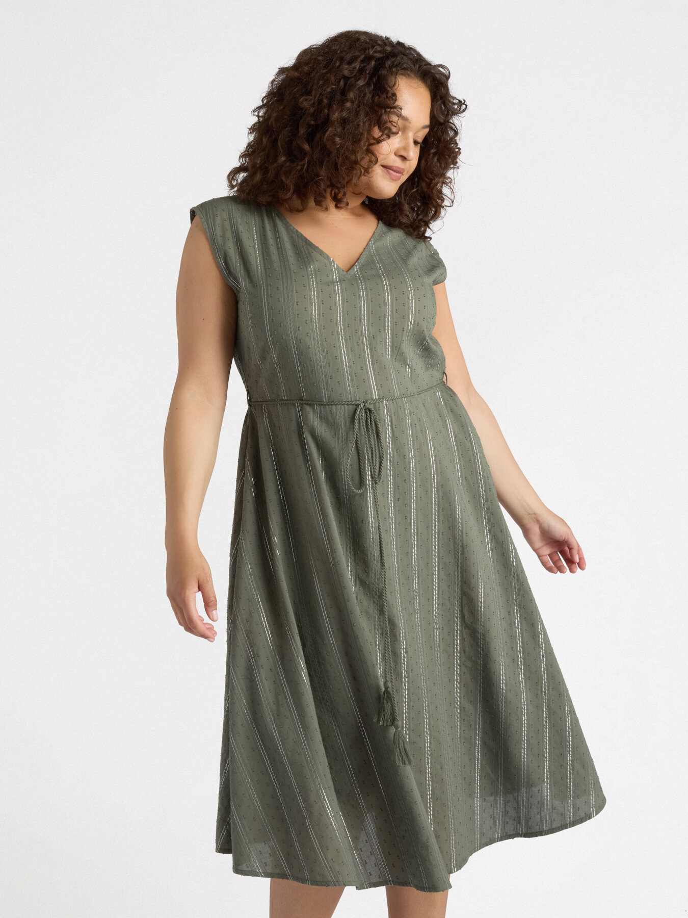 Striped lurex dress with strings image number 2