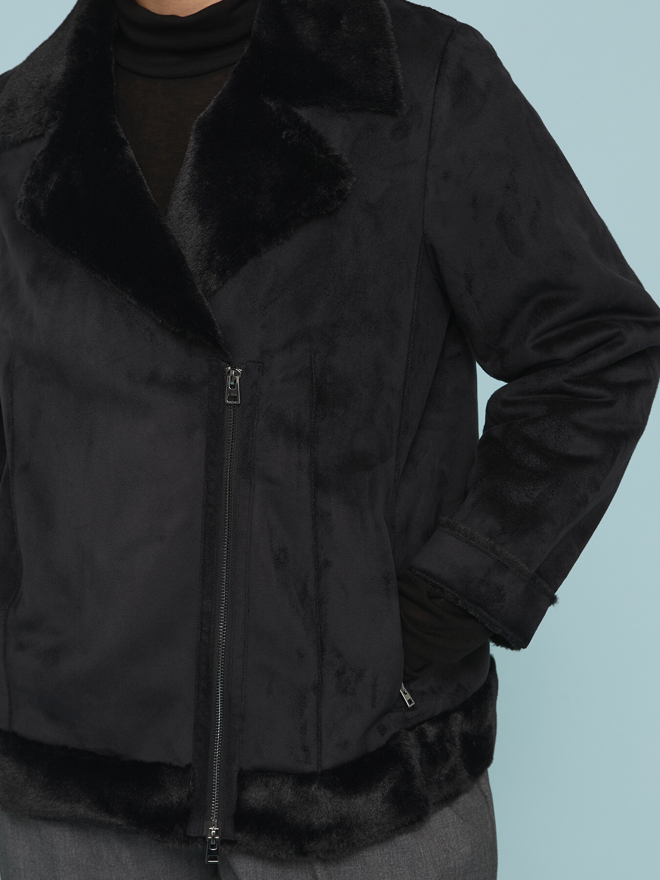 Veste soft touch avec zip asym&eacute;trique image number 3