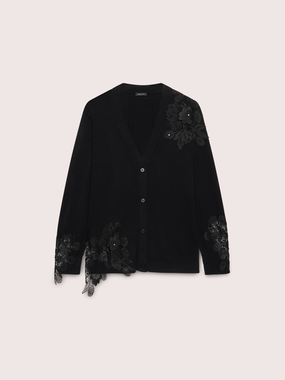 Cardigan mit Spitzenapplikationen