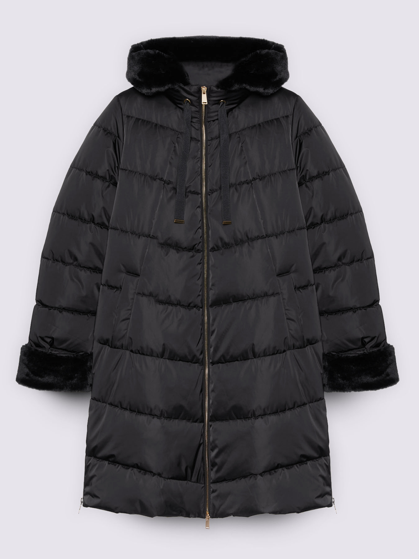 Long down jacket with hood and plush insert image number 5