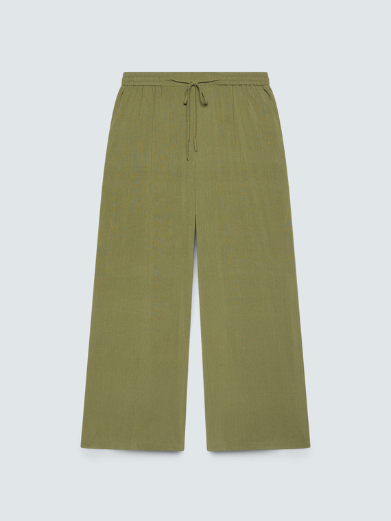 Pantalon Wide Leg avec cordon de serrage &agrave; la taille