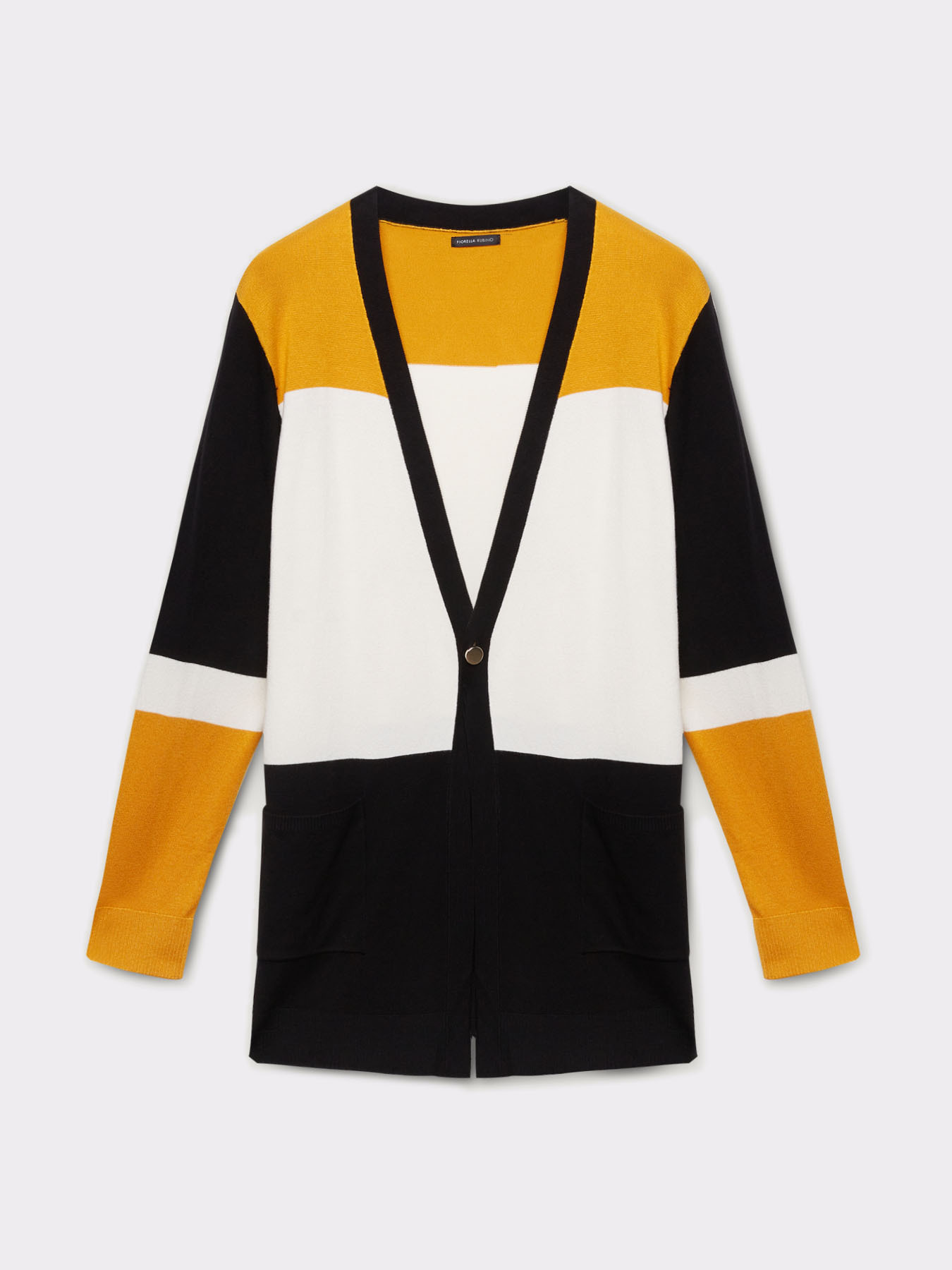 Long colour block cardigan image number 3