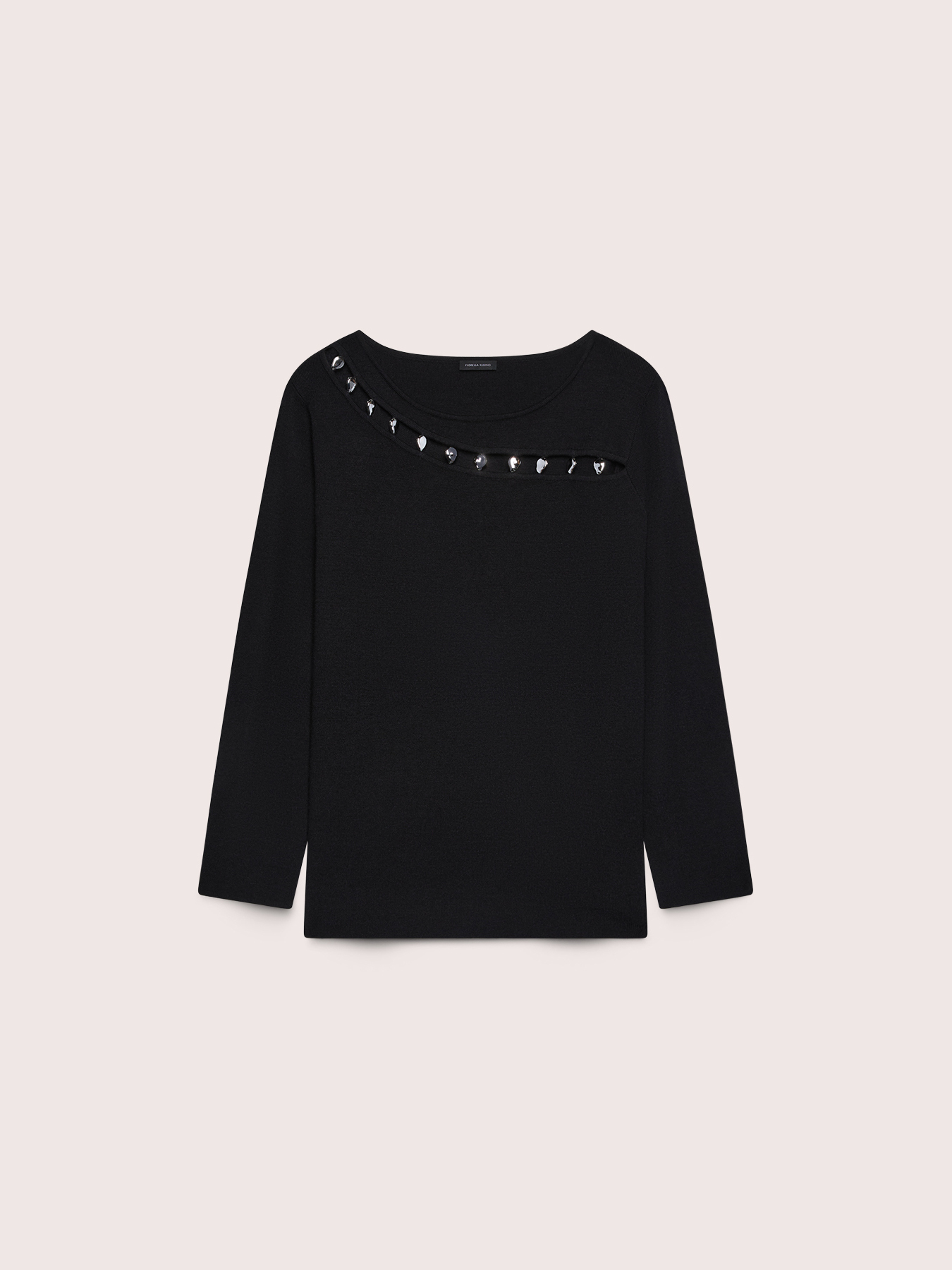 Boat-neck sweater with jewel embellishments image number 4
