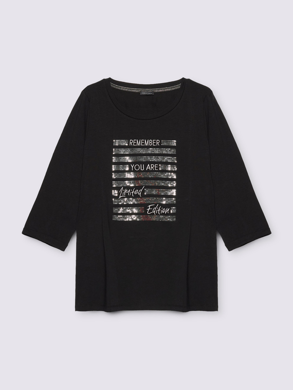 T-shirt con scritta motivazionale glitterata - vista alternativa | Fiorella Rubino