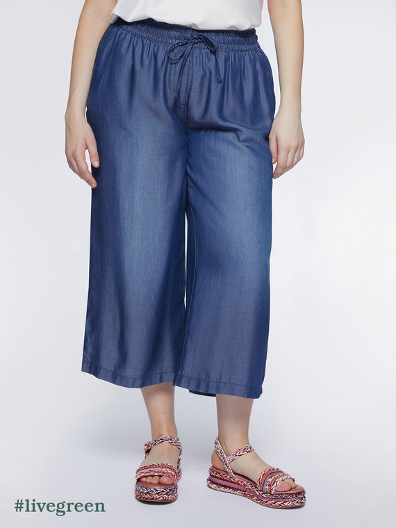 Cropped lyocell trousers