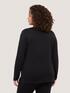 Two-material V-neck T-shirt with long sleeves image number 1