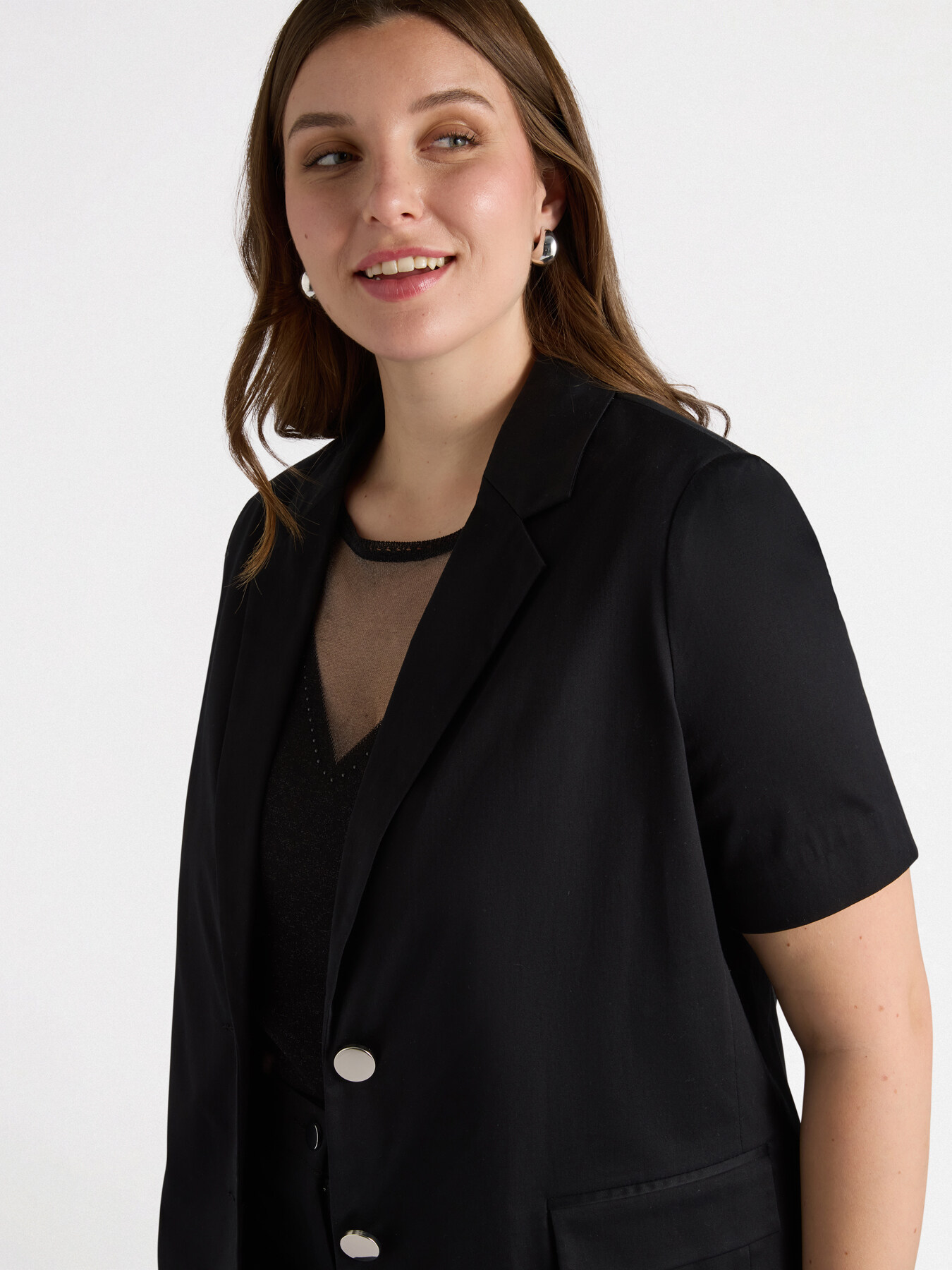 Blazer mit kurzen &Auml;rmeln aus Baumwolle image number 3