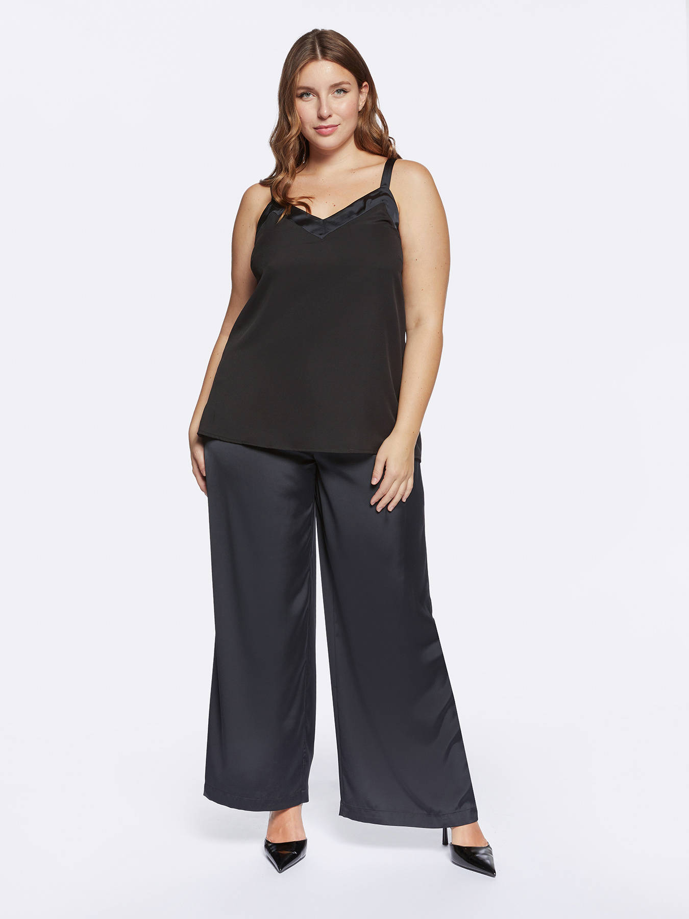 Top bimaterico con spallina sottile image number 0