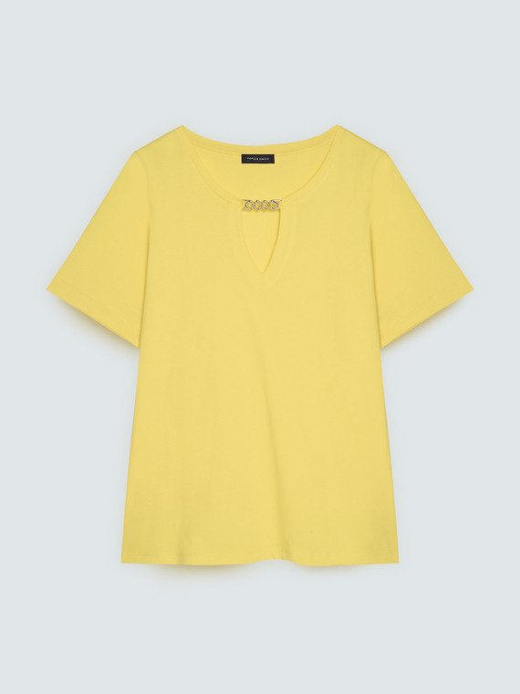Cotton t-shirt with gold chain