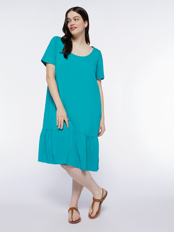 Fiorella Rubino - Vestito in jersey con balza Donna, Verde acqua Taglia: XL (60-62 IT)