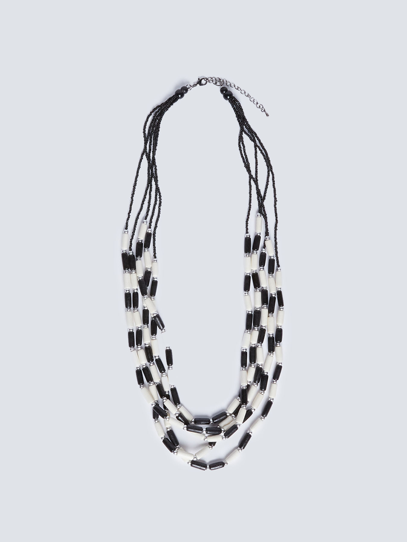 Schwarz-weiße mehrsträngige Halskette image number 0