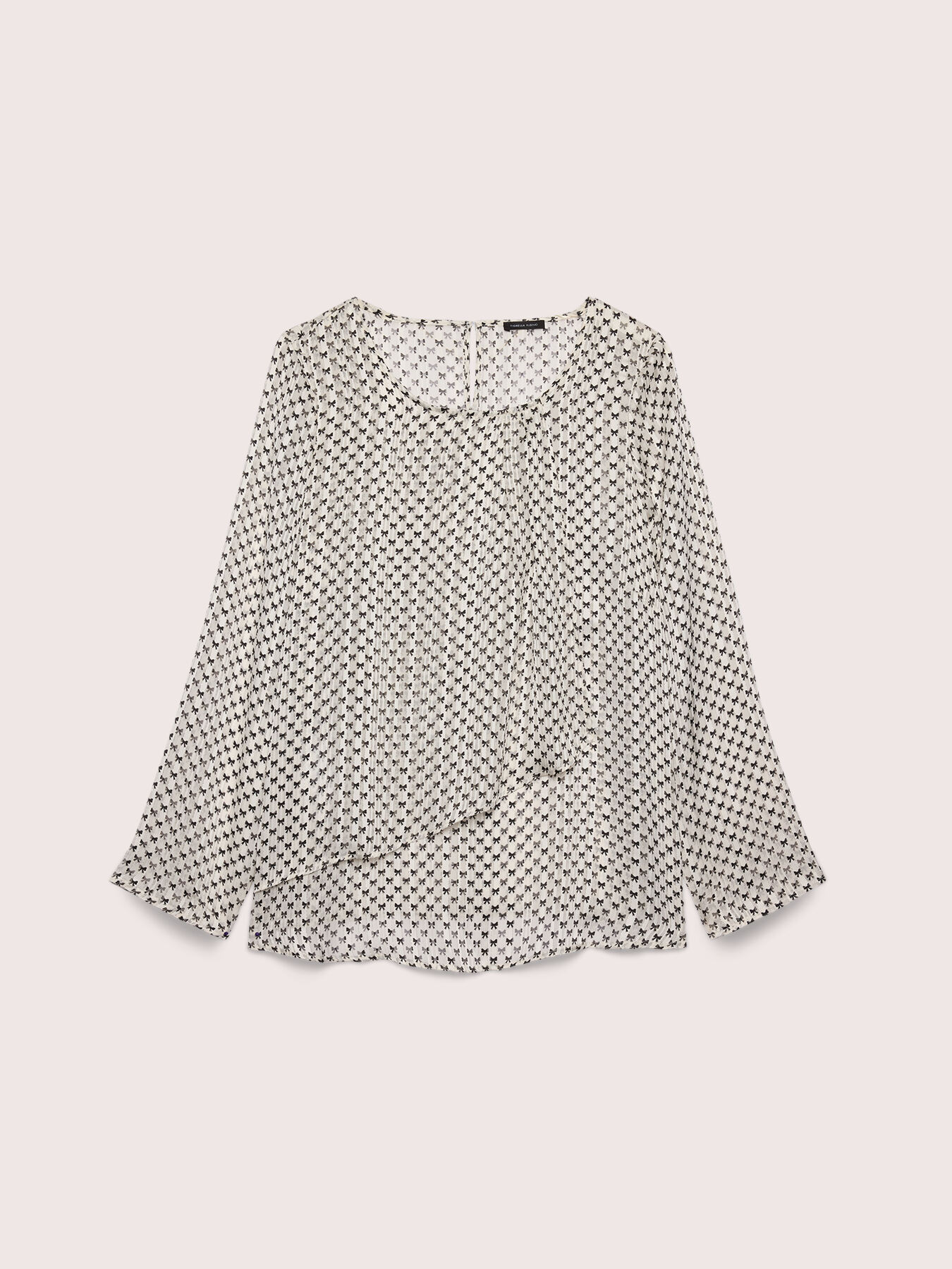 Blusa con stampa in georgette con volant image number 4