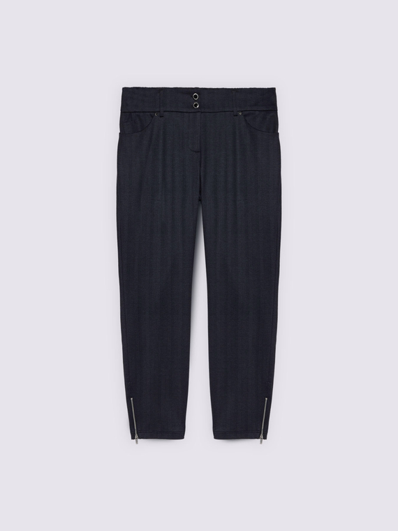 Skinny-Hose mit Fischgr&auml;tmuster