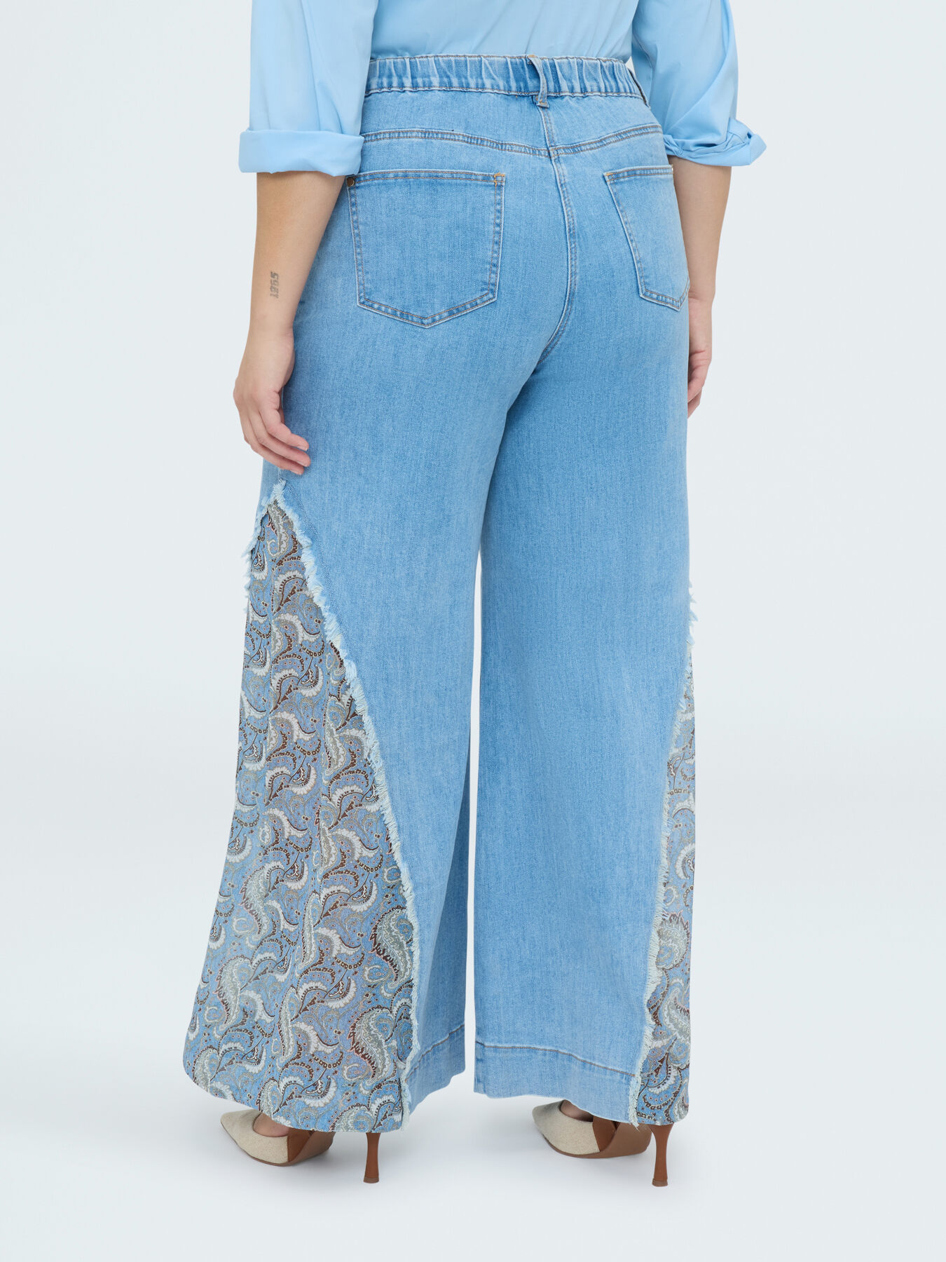 Jeans Wide Leg con inserto bandana image number 2