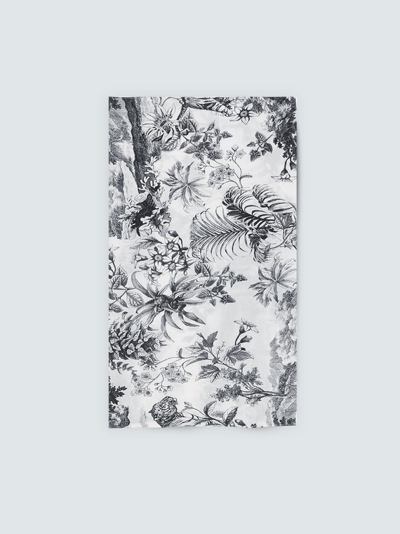 Viscose foulard with tropical print