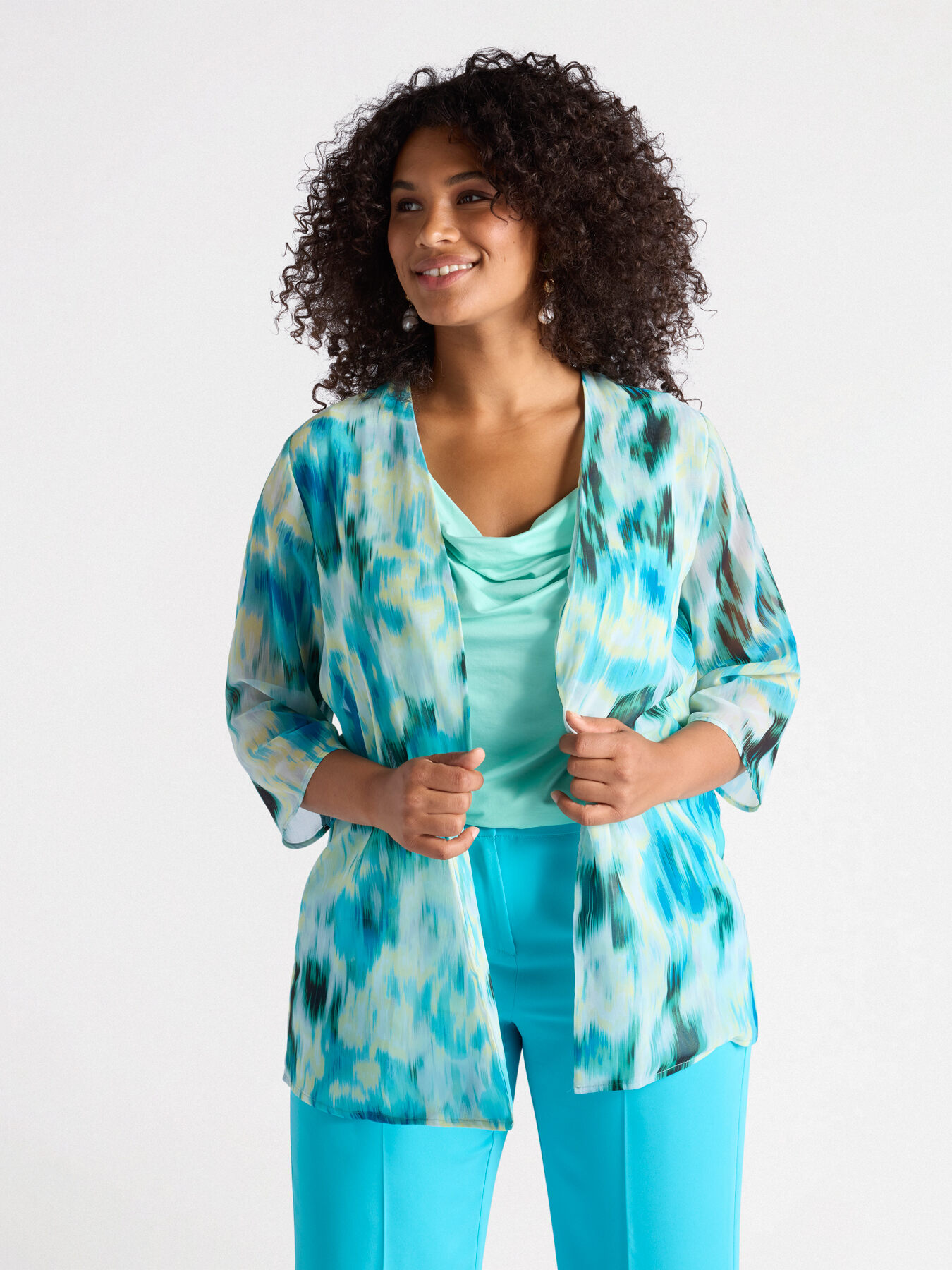 Giacca in georgette stampata image number 2