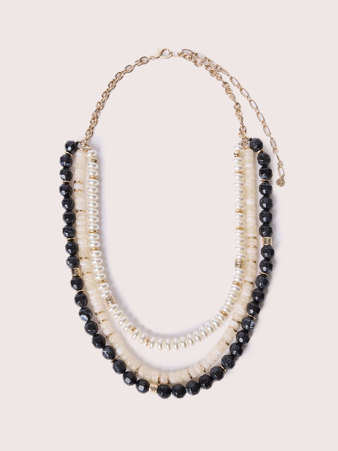 Multi-strand necklace with pearls and crystals image number 1