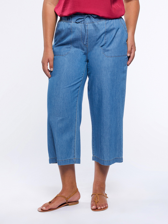 Cropped-Hose aus Chambray