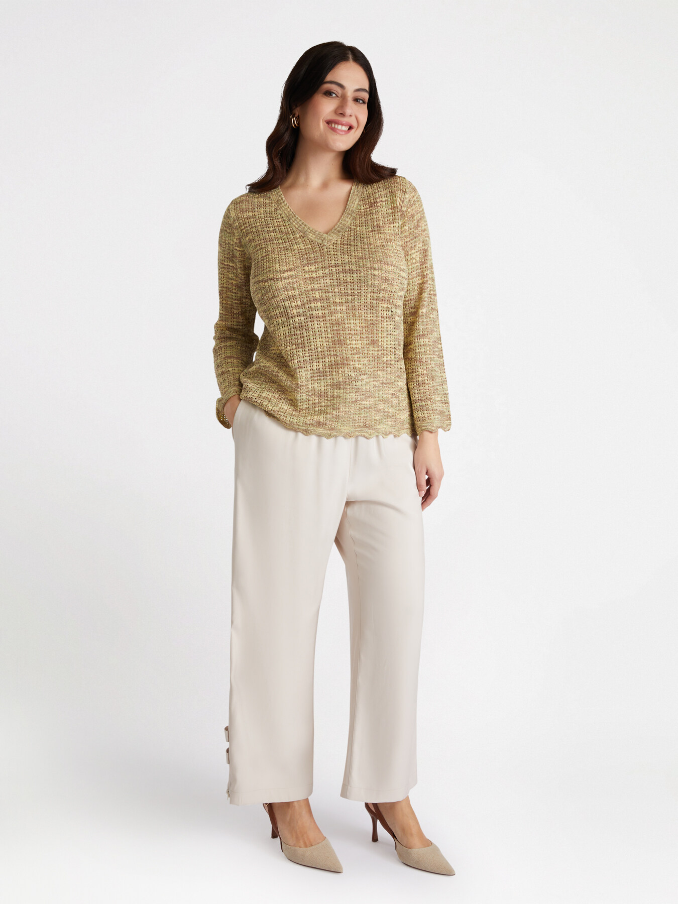 M&eacute;lange V-neck sweater image number 1