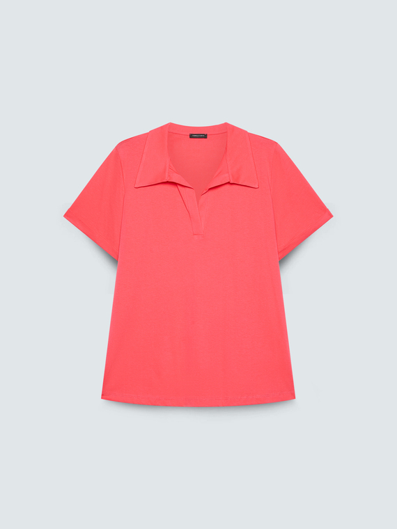 T-shirt in cotone con colletto polo