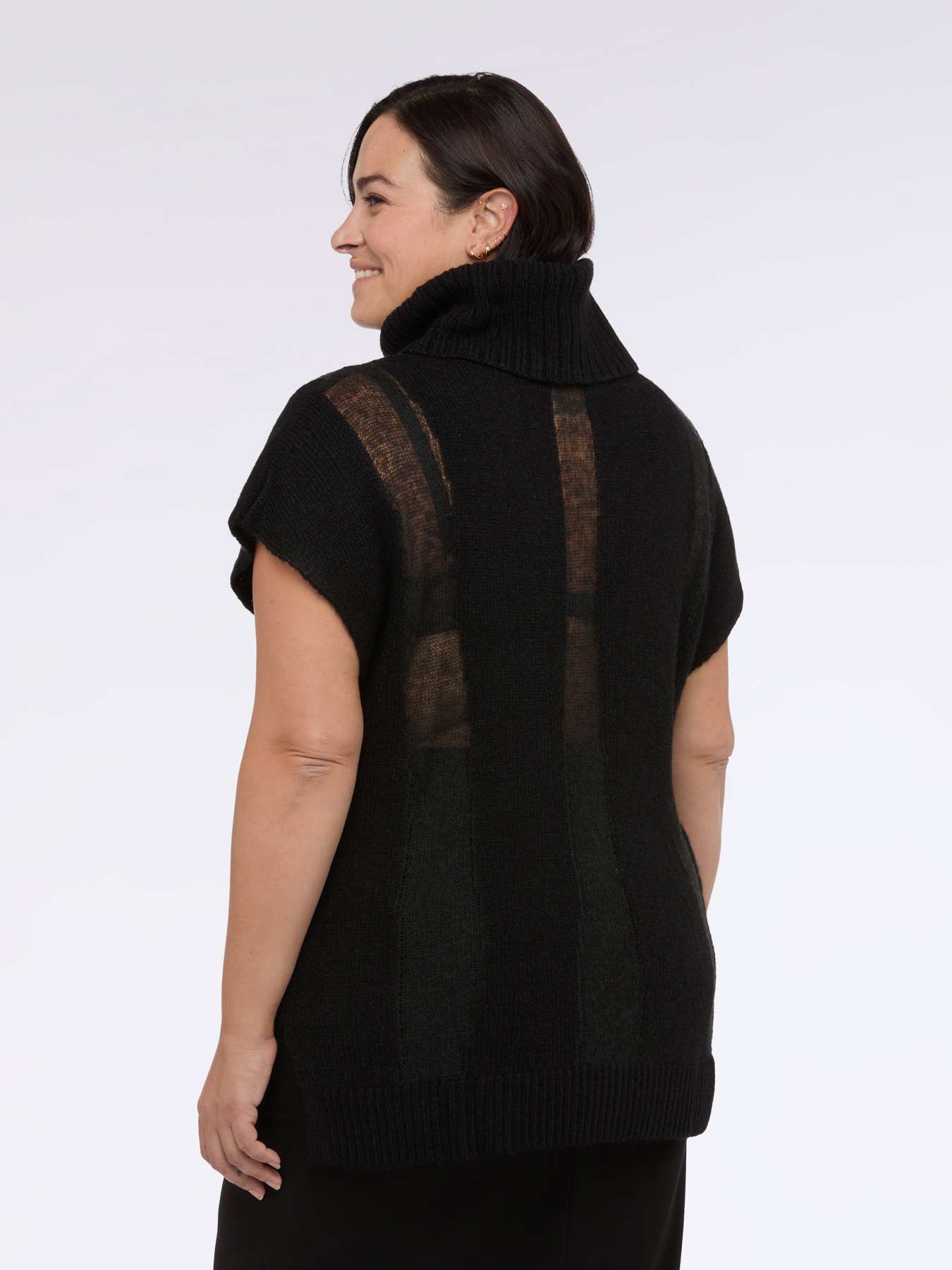 High-neck vest with sheer details image number 1