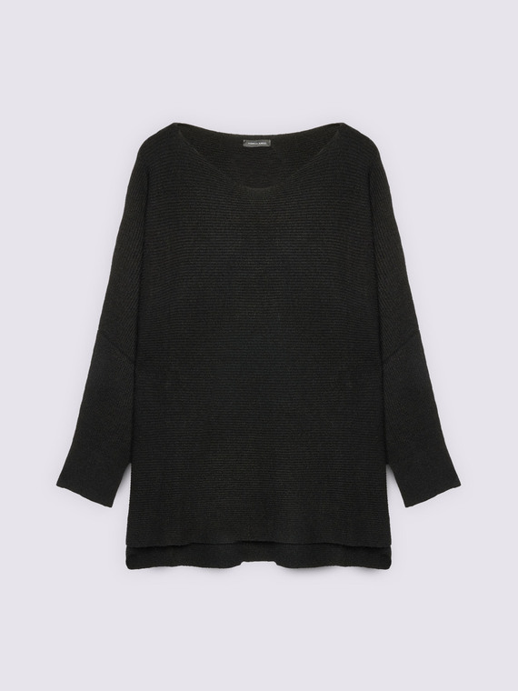 Viscose blend sweater with boat neckline