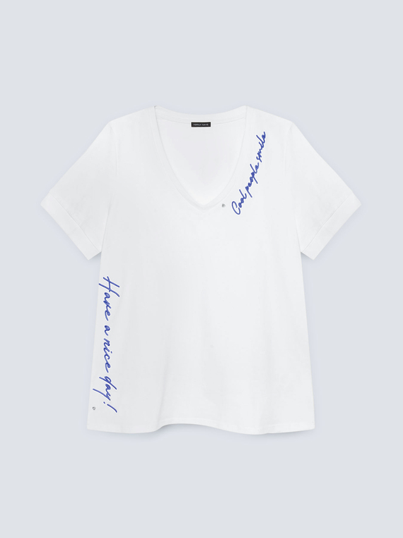 T-shirt with embroidered writing